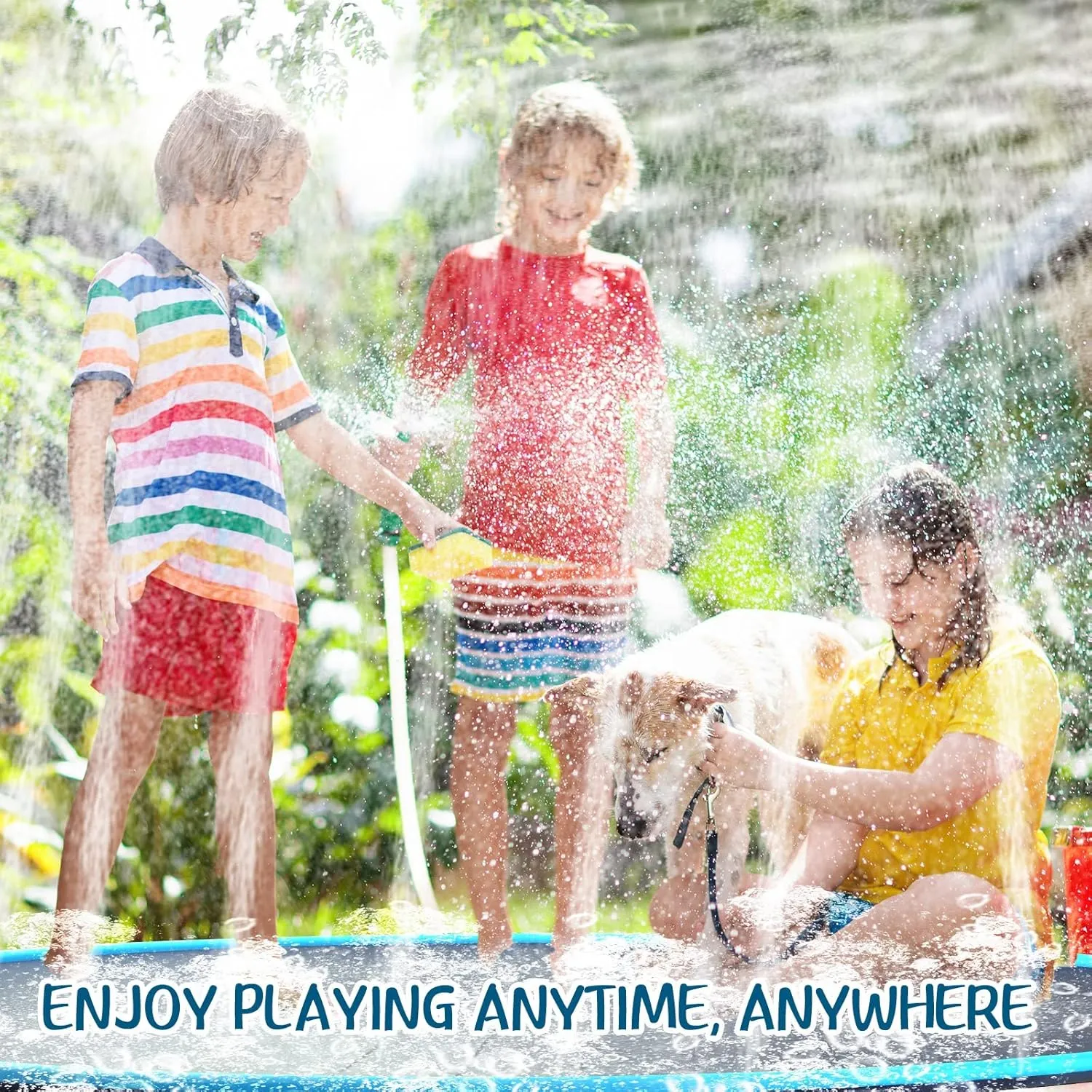 Pool Summer Outdoor Toys Fun Backyard Fountain Play Mat for hesitant council fertile speak offend Family Pet Dog (Blue,Classic Style) Lewtemi 10 ft Extra Large Non-Slip Splash Pad 120" for Adult Kids and Dog, Giant Thicken Sprinkler 