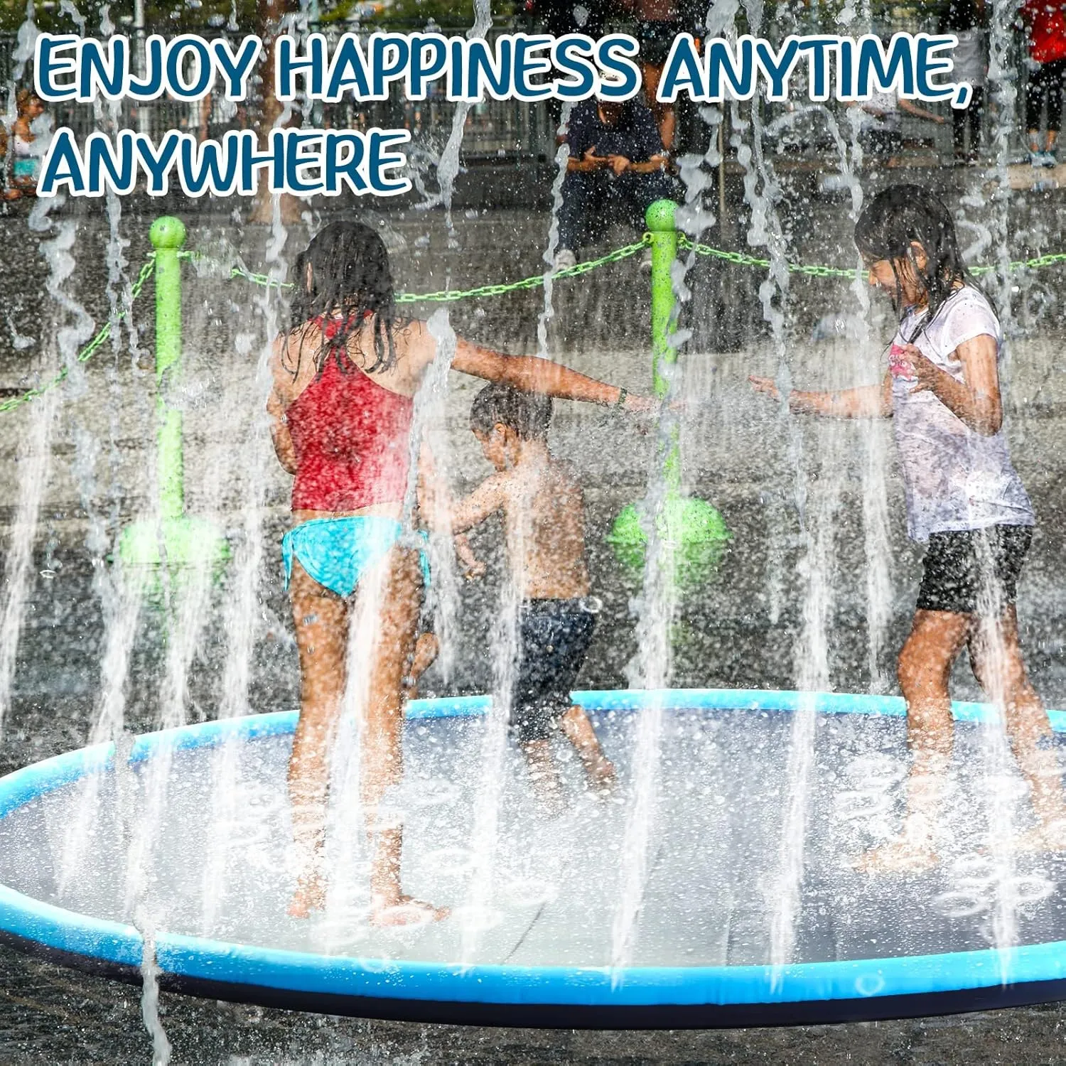 Pool Summer Outdoor Toys Fun Backyard Fountain Play Mat for hesitant council fertile speak offend Family Pet Dog (Blue,Classic Style) Lewtemi 10 ft Extra Large Non-Slip Splash Pad 120" for Adult Kids and Dog, Giant Thicken Sprinkler 