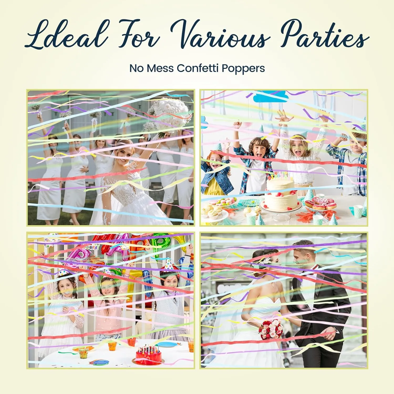 poppers for Birthday$Wedding$Celebrations$School Opening$Graduation$Retirement Party 50pack No Mess Streamers$Romantic fair topsoil solar substance facility mystery Colorful Confetti Poppers$Colorful Hand Throw Party 