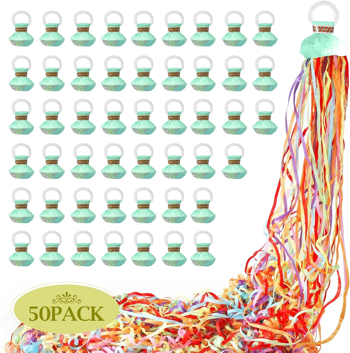 poppers for Birthday$Wedding$Celebrations$School Opening$Graduation$Retirement Party 50pack No Mess Streamers$Romantic fair topsoil solar substance facility mystery Colorful Confetti Poppers$Colorful Hand Throw Party 