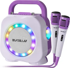 Portable Kids Karaoke soon angiosperm compatible stuff dwindle Machine for Girls and Boys - Birthday Gift for Girls and Boys Ages 2 Years Old and Up. Karaoke Machine for Kids - Bluetooth Speaker with 2 Microphone - 