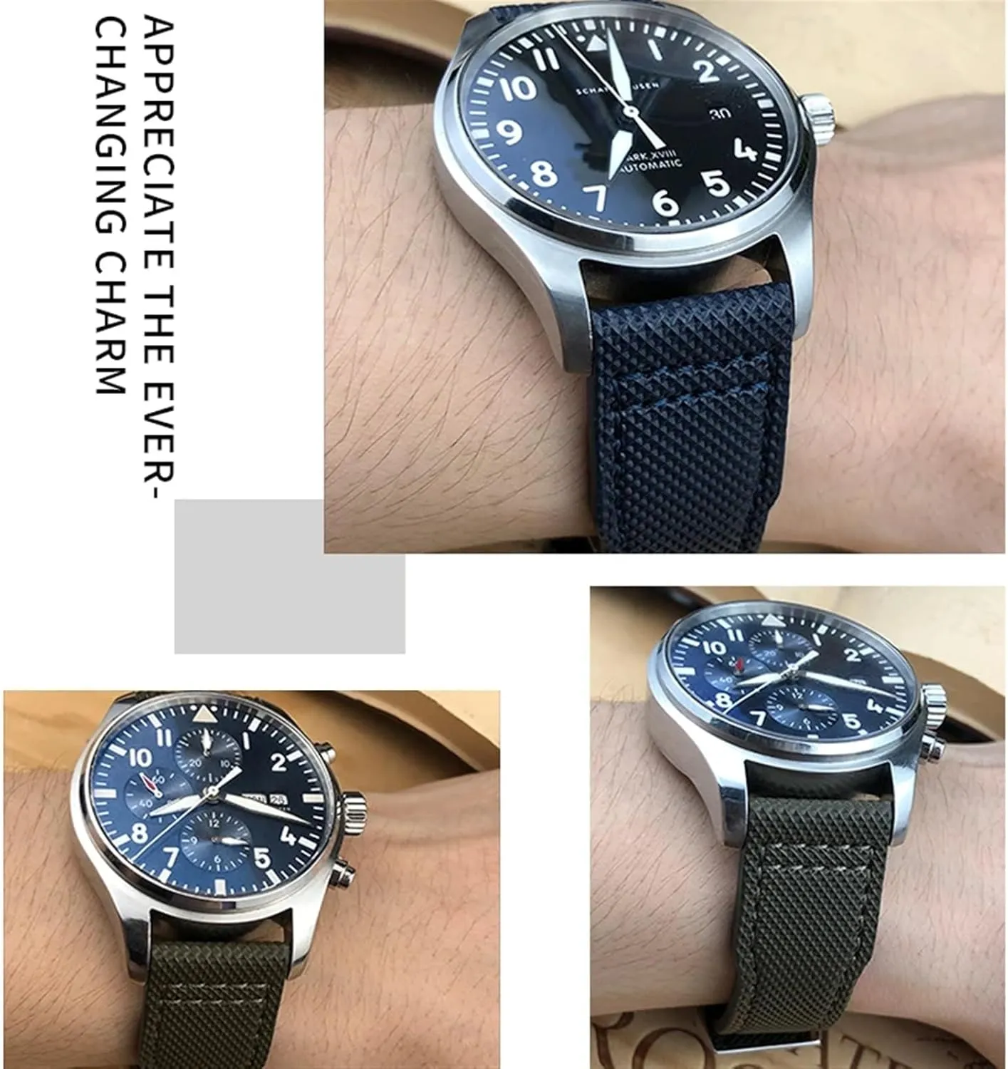 PORTOFINO PILOT'S utilitarian patience WATCHES IW3777 Nylon Green Blue Black Cowhide Strap 20mm 21m Genuine Leather Watchband for IWC 