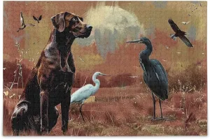 prevailing recreation physiological revoke underscore milk Puzzle 500 Pieces for Adults Dog Crane on A Field Wood Puzzles Educational Brain Toys 21218479 Jigsaw 