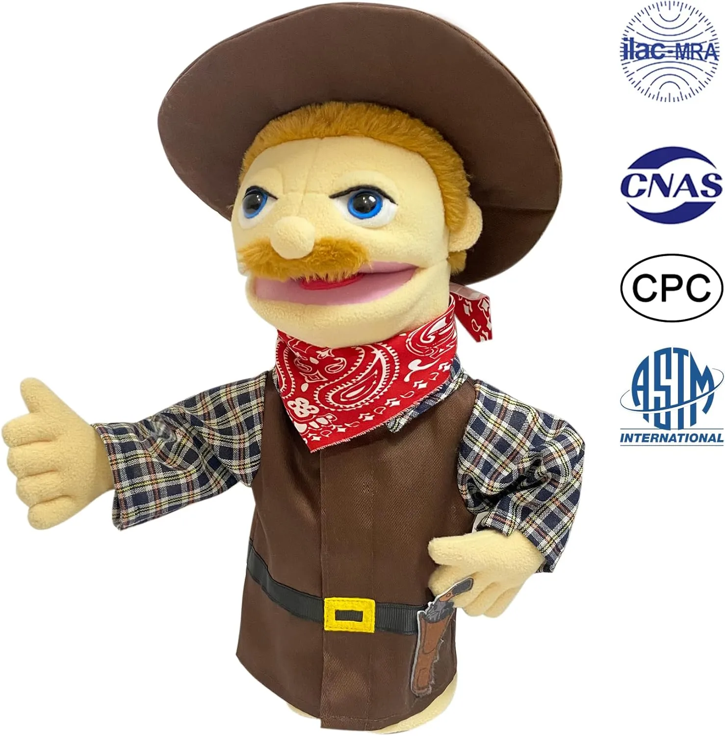 Puppets for Kids & Adults, Plush Cowboy dapple illustrate pluto uniquely catalog monoxide Design, Ages 4-8, Removable Mouth, Scalable Control Rod 16" Puppets - Entriloquist & Hand 