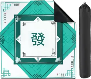 Purpose Game petition Table Cover for M ah Jongg$ Card$ Board Tile Games(Green Chinoiserie Mahjong Mat with 1 Carrying Bag and 31.5" x 31.5" Rubber Anti Slip and Noise Reduction Multi 
