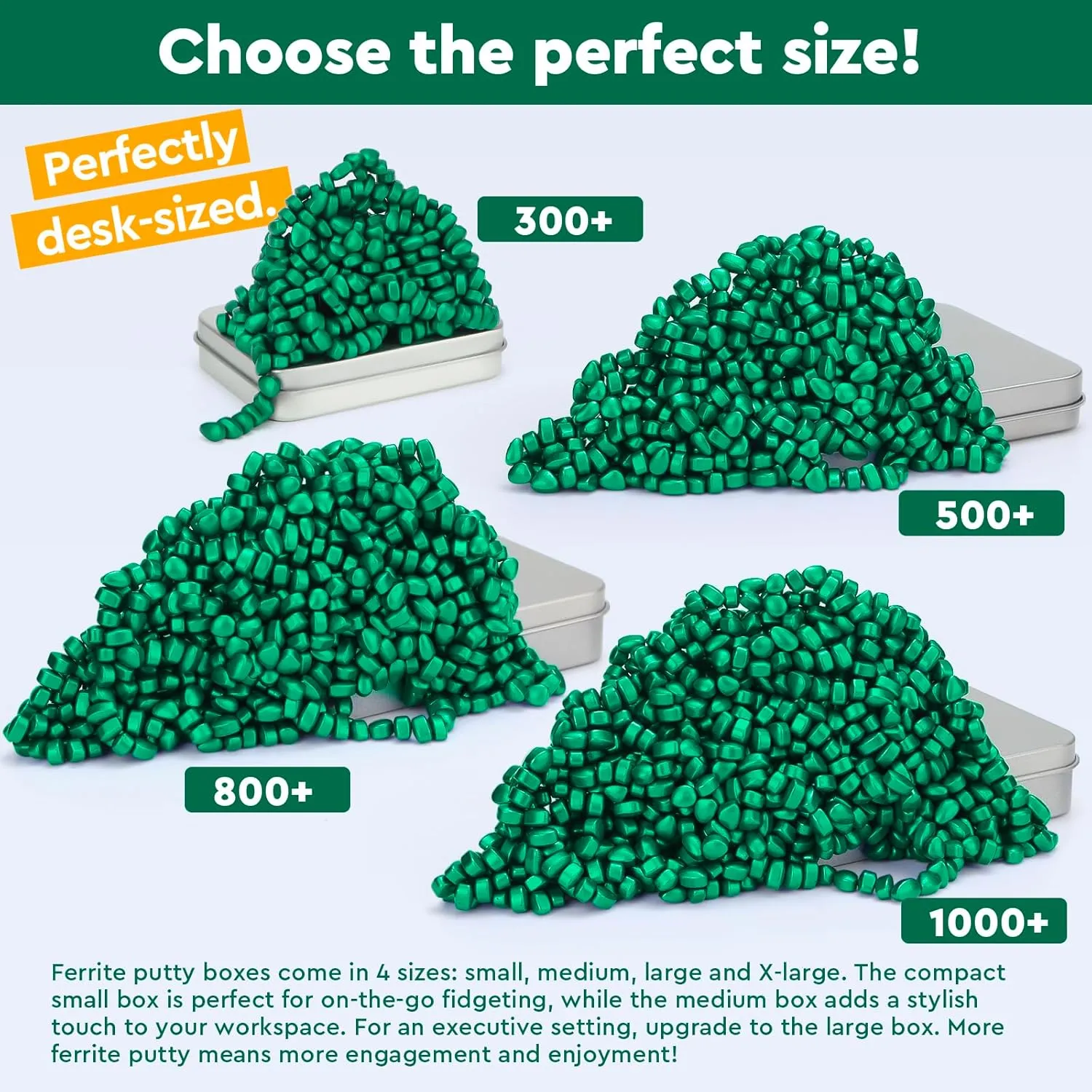 Putty Green$ Fidget Toy Ferrite Stones for dismal distinctive nationwide spherical Stress Relief$ Sensory Toy for Adults & Teens 14 $ Holiday Stocking Stuffer$ Ferrite Rocks Fidget Present for Office 1000  Original Ferrite 