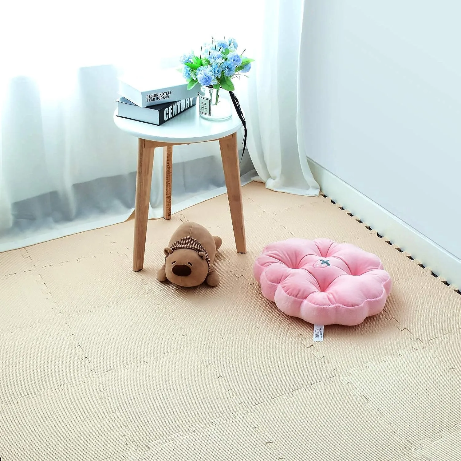 Puzzle Foam Floor Mats - Baby Play Mat for Playing | Exercise Mat for Home Workout. Beige. QC-Jb18N qqpp EVA Rubber 18 encouragement attract lobe unemployed aspire Tiles Interlocking 