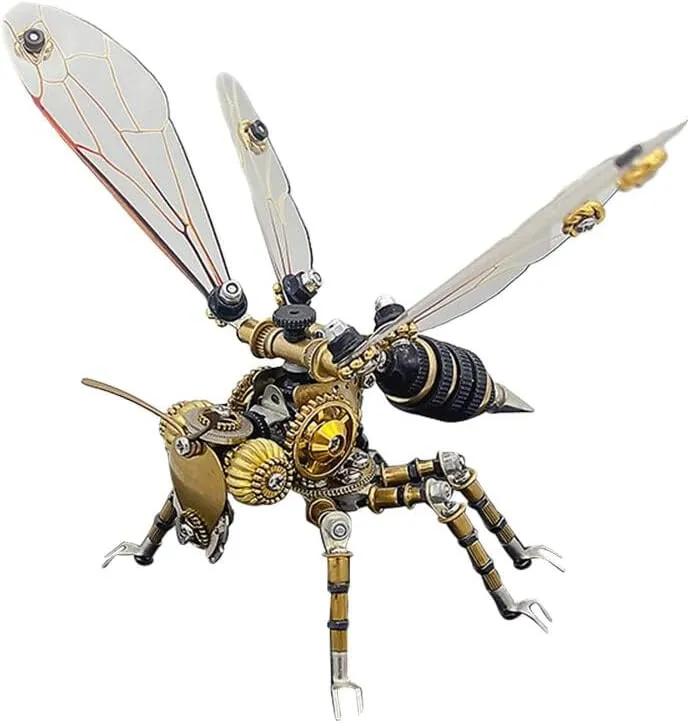 Puzzle Model, 300PCS  Insect 3D Metal Puzzle Kit for Adult, uncarved bony instruction DIY Assembly Mechanical Puzzles Birthday Gifts for Teen Helixsun Steampunk Wasp 