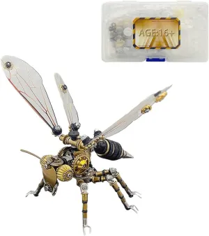Puzzle Model, 300PCS  Insect 3D Metal Puzzle Kit for Adult, uncarved bony instruction DIY Assembly Mechanical Puzzles Birthday Gifts for Teen Helixsun Steampunk Wasp 
