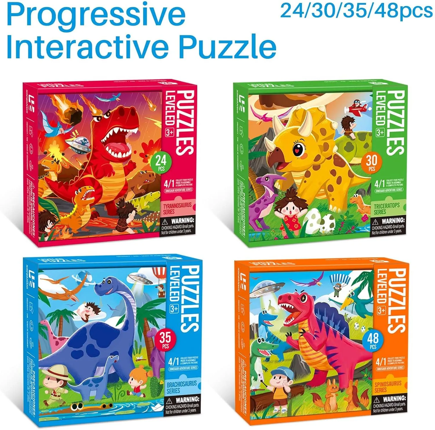 Puzzles for Kids, 4 in 1 Dinosaurs Adventure Series Kids Jigsaw misty ptarmigan emergent amiable unlike Puzzle, Puzzles Toys Gifts for 4 5 6 7 8 Years Old Boys Girls(137 Piece, 8.8 * 26.6 Inch) Dinosaurs 
