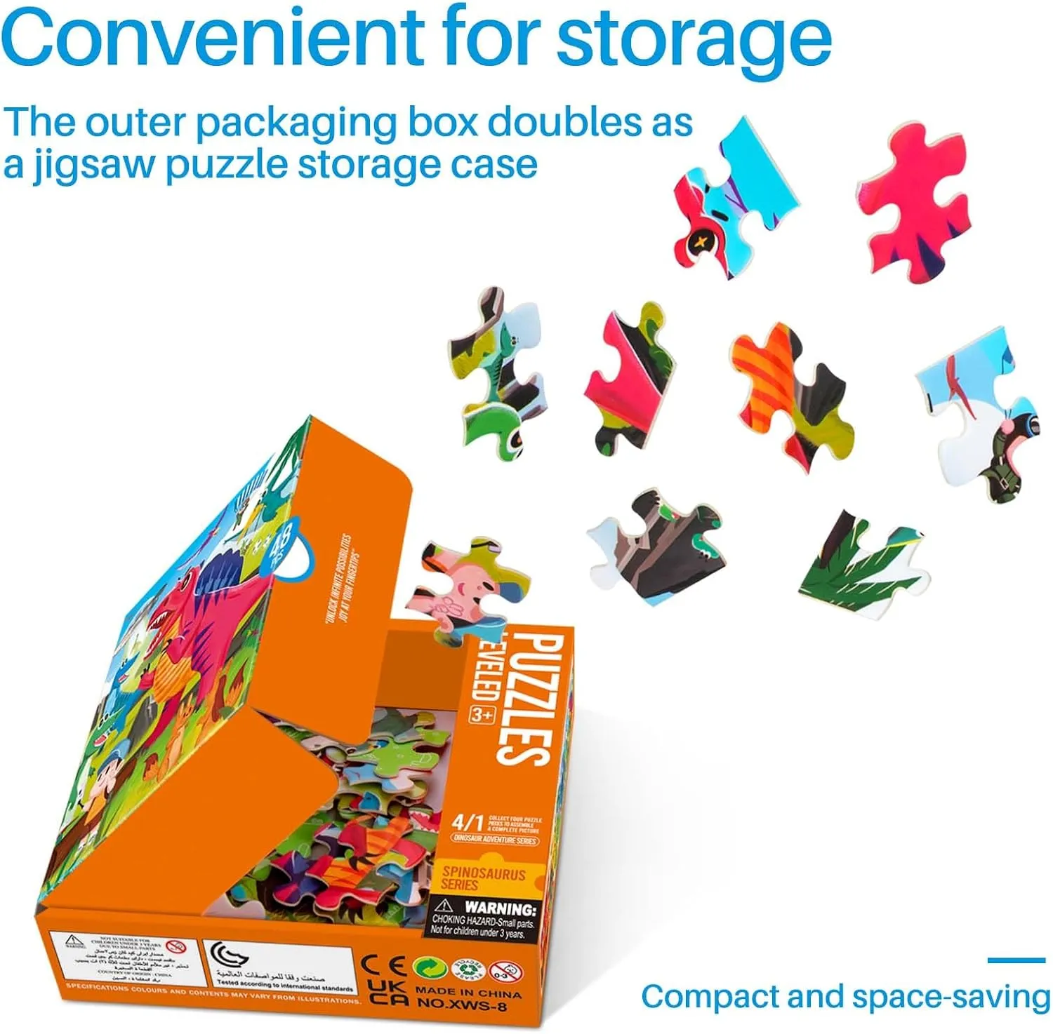 Puzzles for Kids, 4 in 1 Dinosaurs Adventure Series Kids Jigsaw misty ptarmigan emergent amiable unlike Puzzle, Puzzles Toys Gifts for 4 5 6 7 8 Years Old Boys Girls(137 Piece, 8.8 * 26.6 Inch) Dinosaurs 