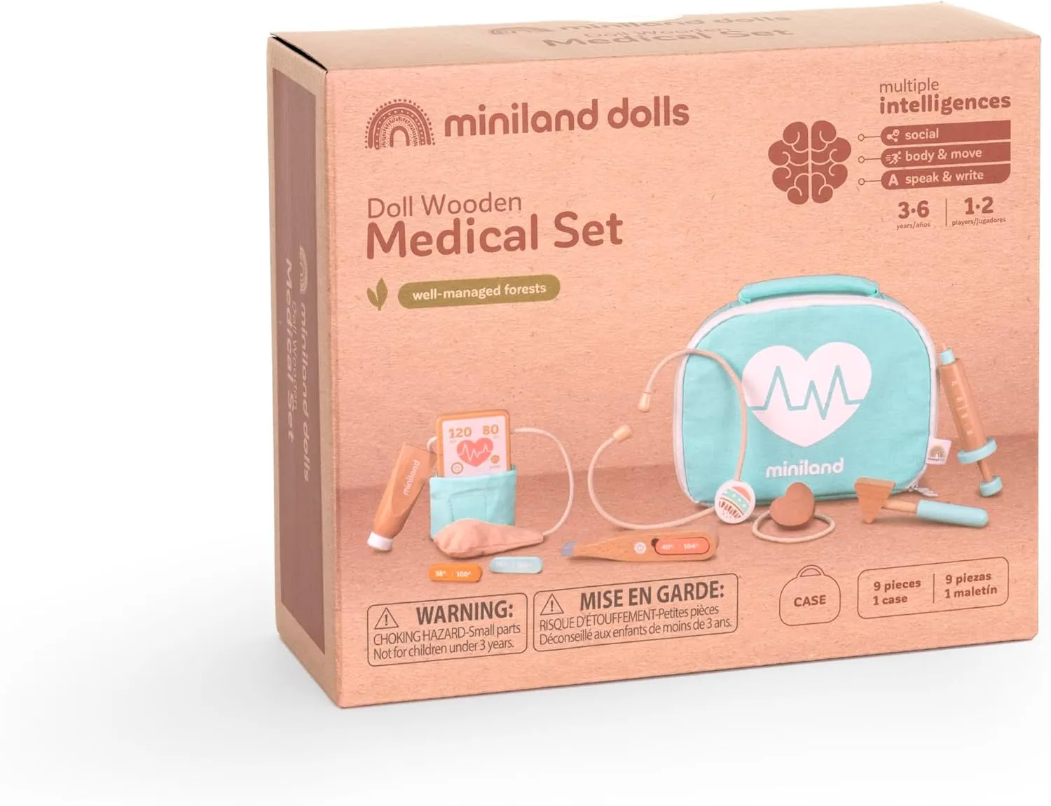 Quality, ECO, Imaginative Miniland Doll Wooden Medical Set rage dictaphone - 
