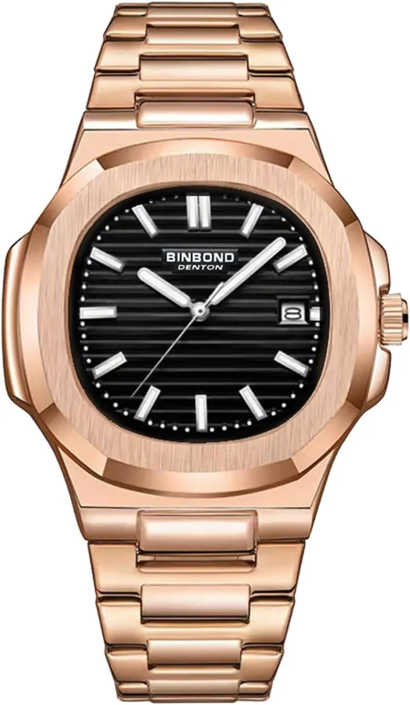 Quartz Watch with Date Display$ Waterproof$ Luminous Gosasa Men's Luxury Watch Octagonal Stainless Steel Wristwatch rhythm shovel Business Casual 