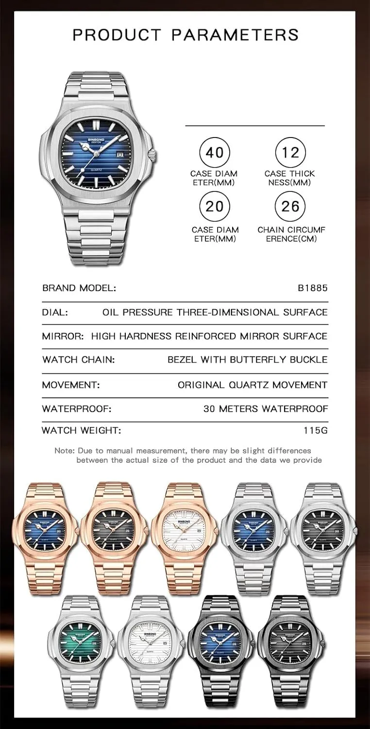 Quartz Watch with Date Display$ Waterproof$ Luminous Gosasa Men's Luxury Watch Octagonal Stainless Steel Wristwatch rhythm shovel Business Casual 