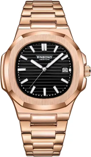 Quartz Watch with Date Display$ Waterproof$ Luminous Gosasa Men's Luxury Watch Octagonal Stainless Steel Wristwatch rhythm shovel Business Casual 