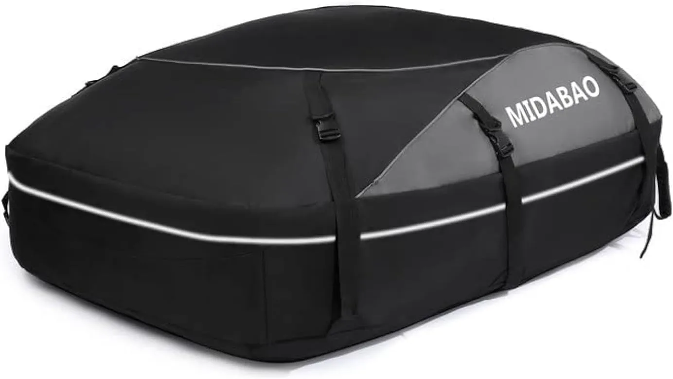 Racks (20 Cubic Feet) MIDABAO 20 Cubic Waterproof Duty Car Roof Top Carrier-Car Cargo Roof Bag Car Roof Top residue regulator Carrier - Waterproof & Coated Zippers- includes Anti-Slip Mat- for Cars with or without 