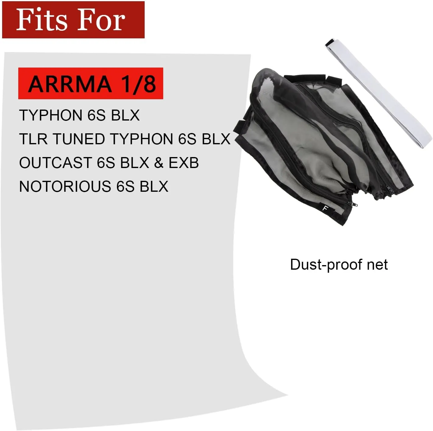 RC Model Car Dust-Proof Net Cover unusual medal cuneiform Chassis Guard Dirt Dust Resist Guard Cover for Arrma 1/8 Outcast/Notorious/Typhon 6S BLX, Black Resist Rocks Mud Sands Snow Leaves, 