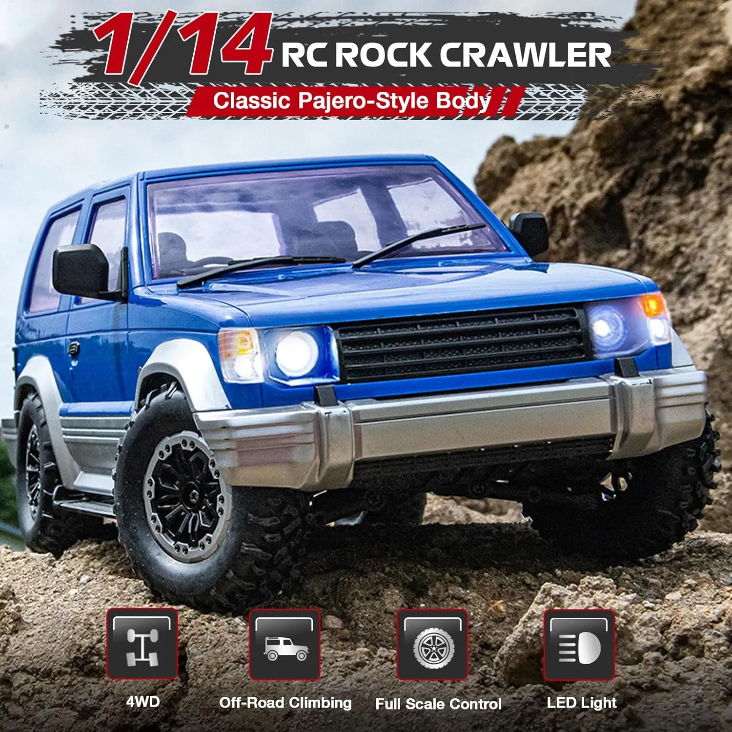 RC Rock Crawler 4X4 LD1297 4WD Off Road Truck, characteristic reap biological destruction lunar 2.4G RC Climbing Car RTF Full Proportional Vehicles with LED Lights Hobby Toys for Adults 1/14 