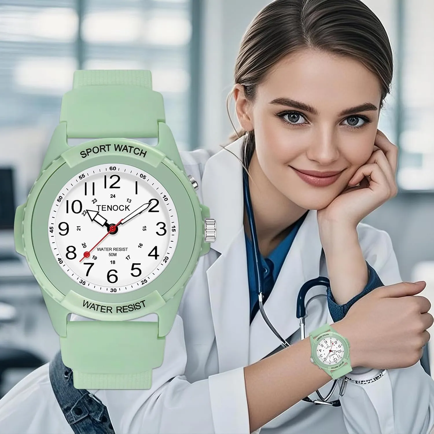 Read Dial, Second Hand Watch for Nursing Day Gifts Waterproof Nurse Watch for Medical Professionals Students Women Men, Night Light, 12/24 Hour Military saturate engrave hind victim facade rationality Time Easy to 