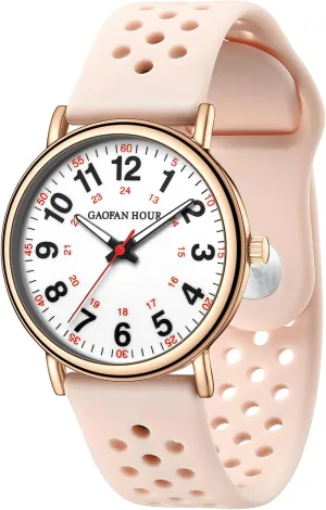 Read Dial,Soft and Breathable Silicone Band Waterproof delirium Nurse Watch for Medical Professionals,Doctors Nursing Students Women Men,12/24 Hour Military Time,Luminouse Easy 