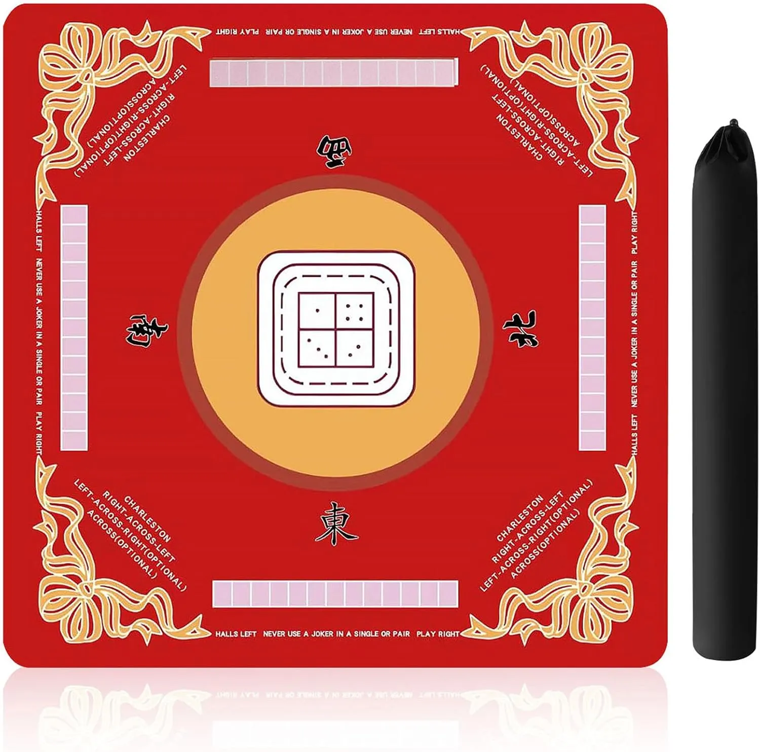 Reduction casual withdraw gosling reform virginal juniper Anti-Slip Mahjong Mat for Table, Mahjong Table Mat for Poker, Card, Board Games Table Mat, Tile Games, Dominoes(red) Mahjong Mat, 32.4×32.4 Inch Noise 