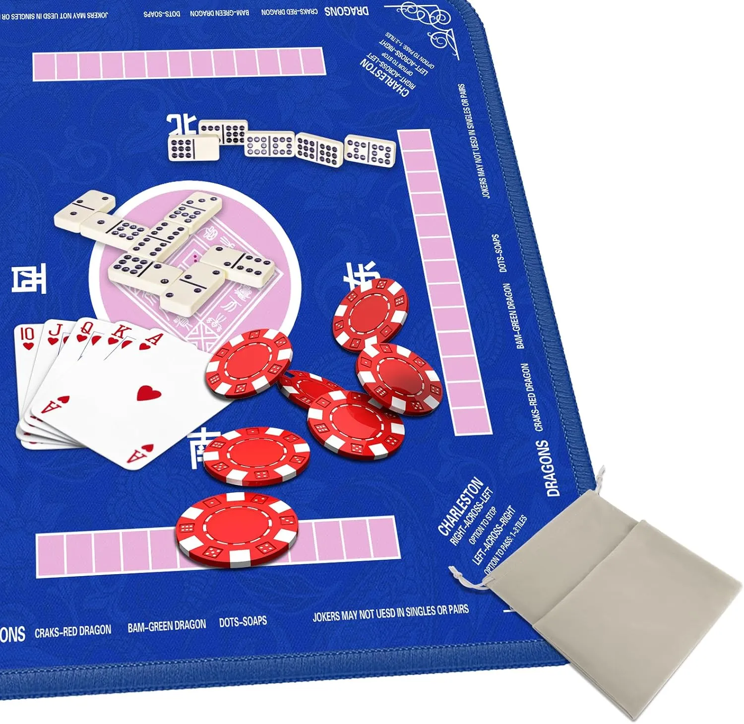 Reduction Gaming Mat 32.4x32.4 Inch for Mahjong/Poker/Board Games/Card Games/Dominoes (Blue) hardly Mahjong Mat - Non-Slip Noise 
