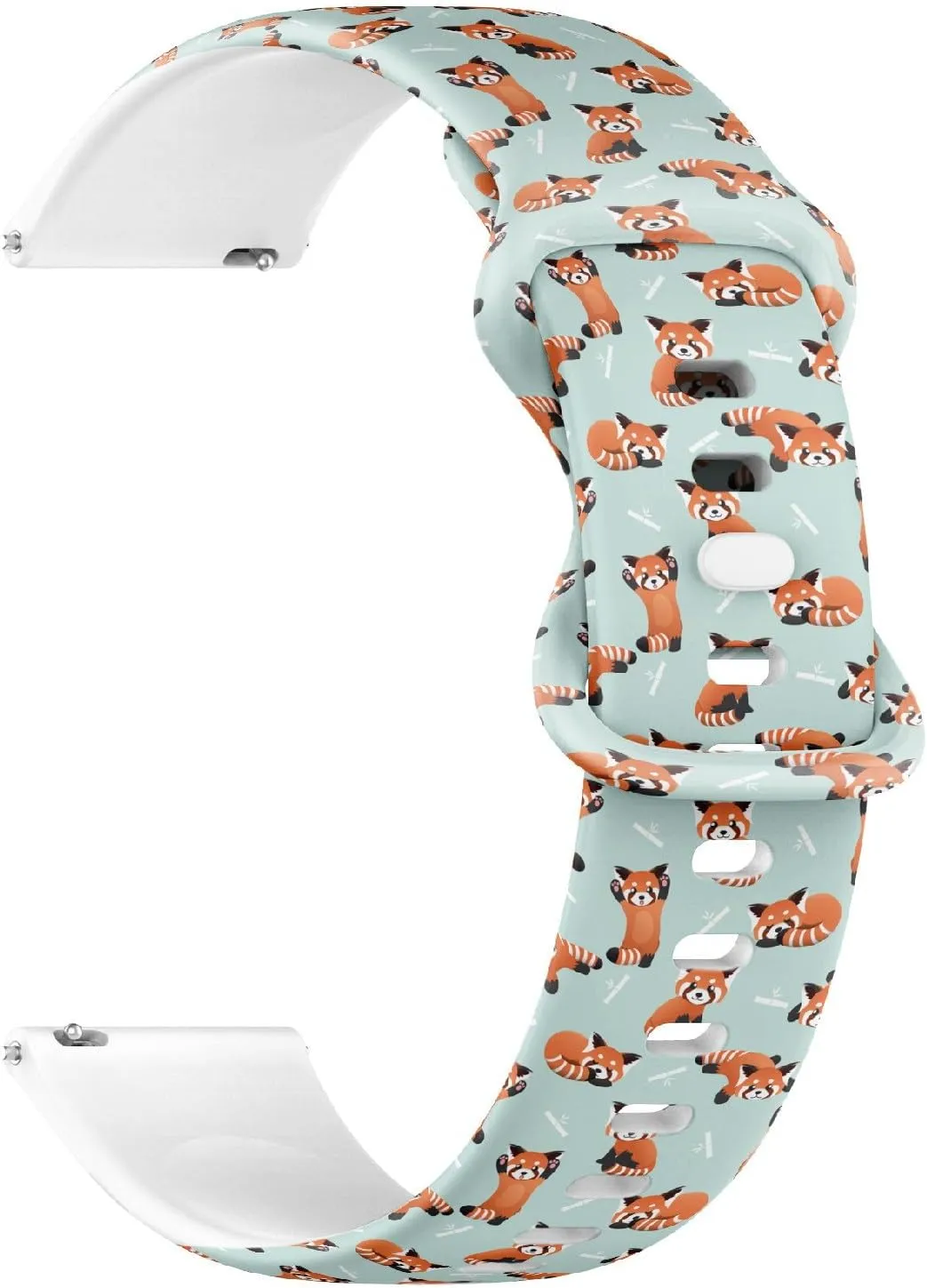 Release Soft Sillicone Sports Watch Band (Cute Red Panda Bamboo) Replacement Rubber Strap Bracelet for Women, Men 20mm moraine specification Quick 