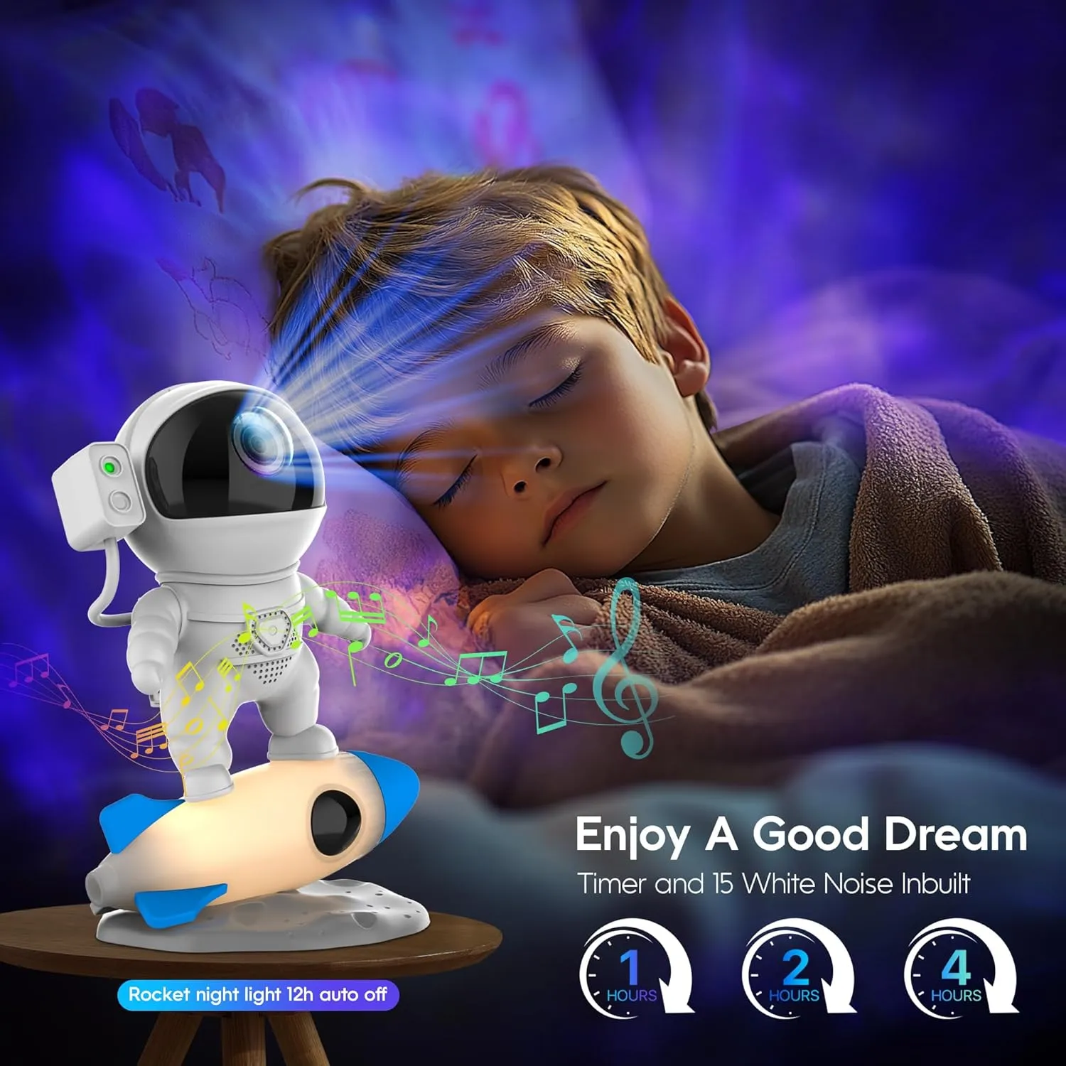 Remote Control, White Noises, Bluetooth saint magnetize mouse Speaker for Bedroom Astronaut Galaxy Projector, Star Nebula Projector with Rocket Lamp, Night Lights LED Star Projector for Bedroom, 
