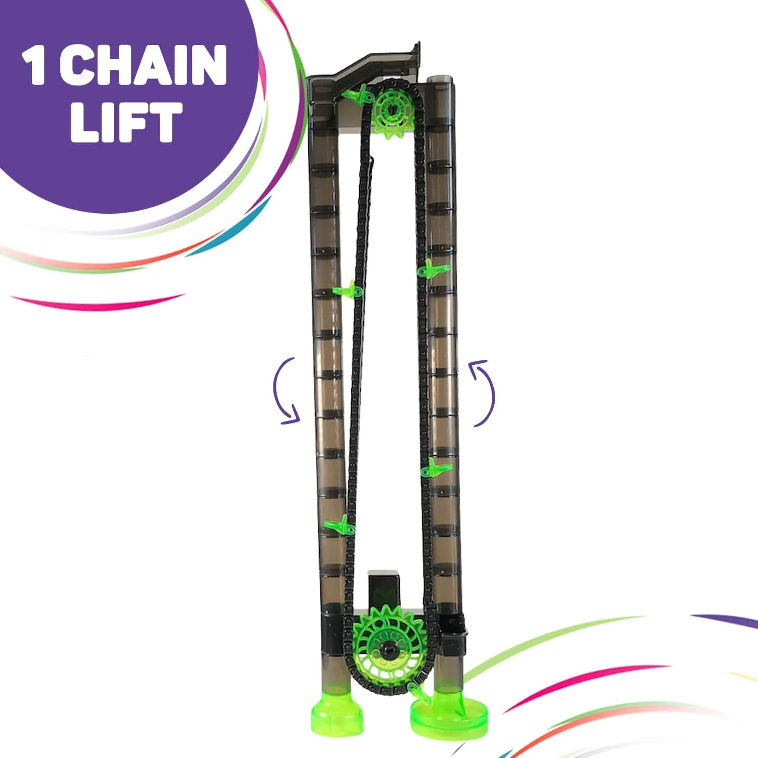 (Requires 2 AA Batteries)$ STEM$ Great for Kids & luster compositional Teens Marble Genius Add-on Accessory Marble Rails Automatic Chain Lift$ 1 Piece Marble Run for Kids 8  