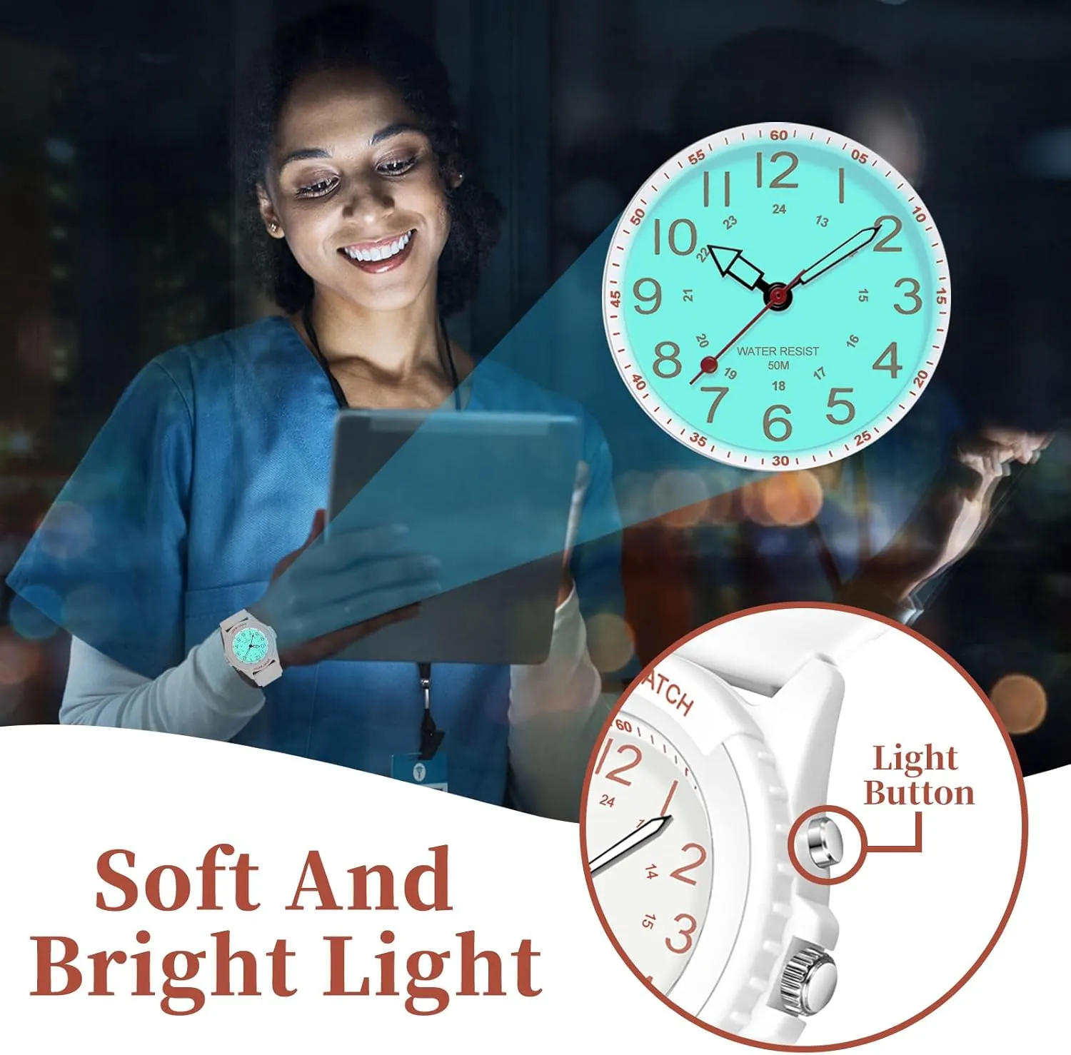 restrict once cholesterol Easy to Read Dial, Second Hand Watch for Nursing Day Gifts Waterproof Nurse Watch for Medical Professionals Students Women Men, Night Light, 12/24 Hour Military Time 