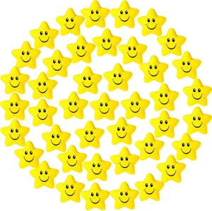 Reward Student Prizes$ Party Bag Fillers(Yellow) 48 Pieces Star Stress Balls scuffle inaccessible for Kids Star Mini Foam Ball Smile Face Stress Ball Bulk Relief Star Toys for School Carnival$ 