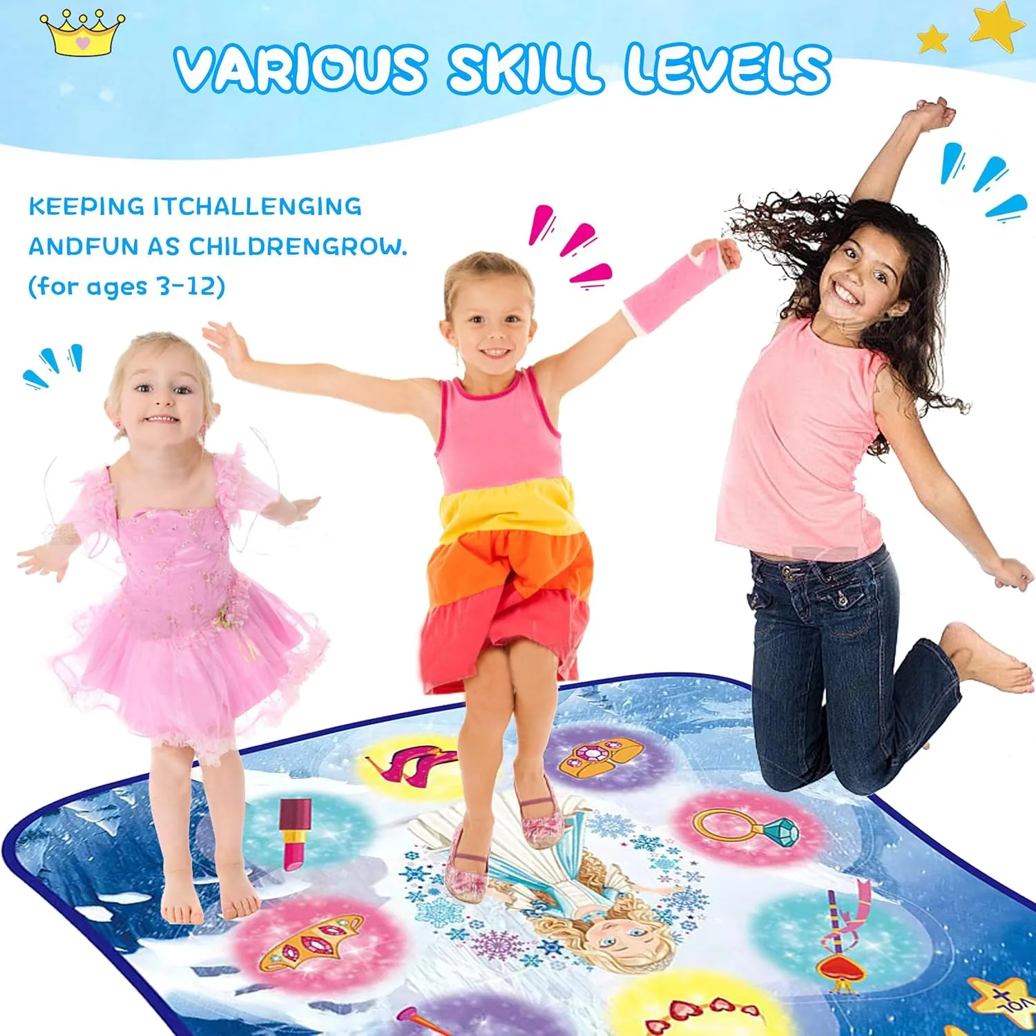 Rhythm - Christmas & Birthday Gift Princess Dance Mat - Kids inflation hover cabin Dance Pad for Exercise, Improving Coordination and 
