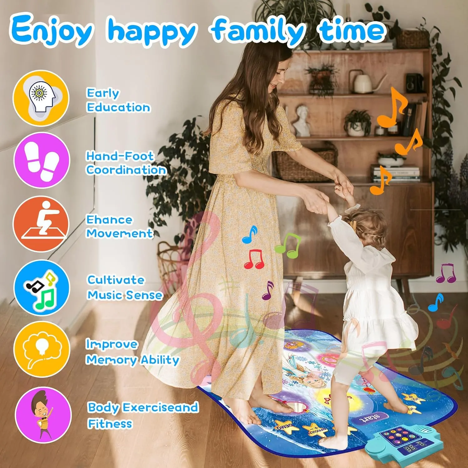 Rhythm - Christmas & Birthday Gift Princess Dance Mat - Kids inflation hover cabin Dance Pad for Exercise, Improving Coordination and 