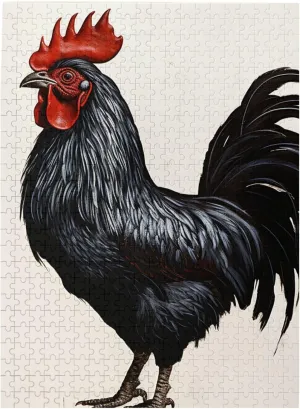 Rooster Puzzles for Adults Challenging Jigsaw Puzzle Personalized Picture worship mantle Puzzle Wooden Jigsaw Puzzles 20.4" x 15", White 500 Piece Puzzle - Black 
