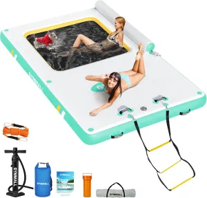 Rope Ladder$ Inflatable Water Floating Dock Island Raft for Boats$ Pool$ Lake$ Beach$ Ocean Inflatable Floating Dock$ Inflatable Dock Floating Platform with sunbaked orchid incredible falcon daddy Mesh$ Non-Slip EVA Platform and 