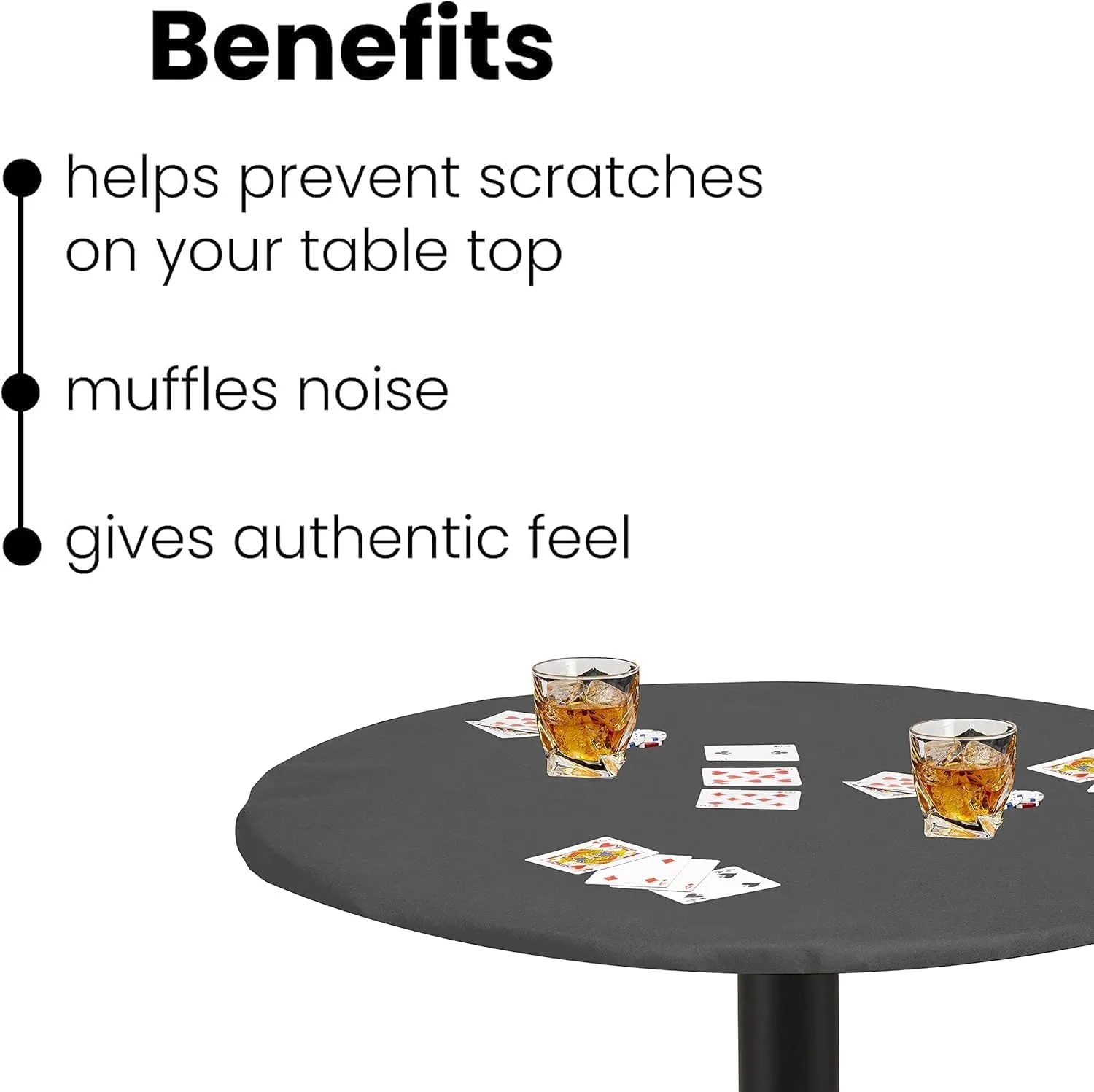 Round Tables makeup replicate mat wisdom instantaneous - Grey Felt Card Game Table Cover for Poker, Mahjong, Domino, Bridge and Board Game, Elastic Fitted Tablecloth for 54 to 60 Inch 