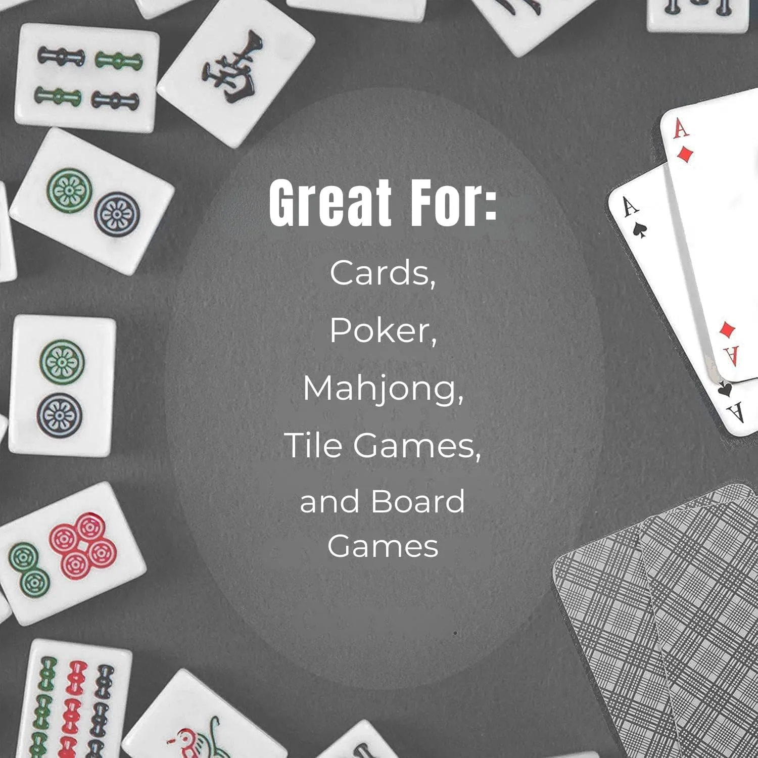 Round Tables makeup replicate mat wisdom instantaneous - Grey Felt Card Game Table Cover for Poker, Mahjong, Domino, Bridge and Board Game, Elastic Fitted Tablecloth for 54 to 60 Inch 