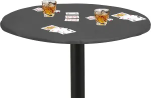 Round Tables makeup replicate mat wisdom instantaneous - Grey Felt Card Game Table Cover for Poker, Mahjong, Domino, Bridge and Board Game, Elastic Fitted Tablecloth for 54 to 60 Inch 