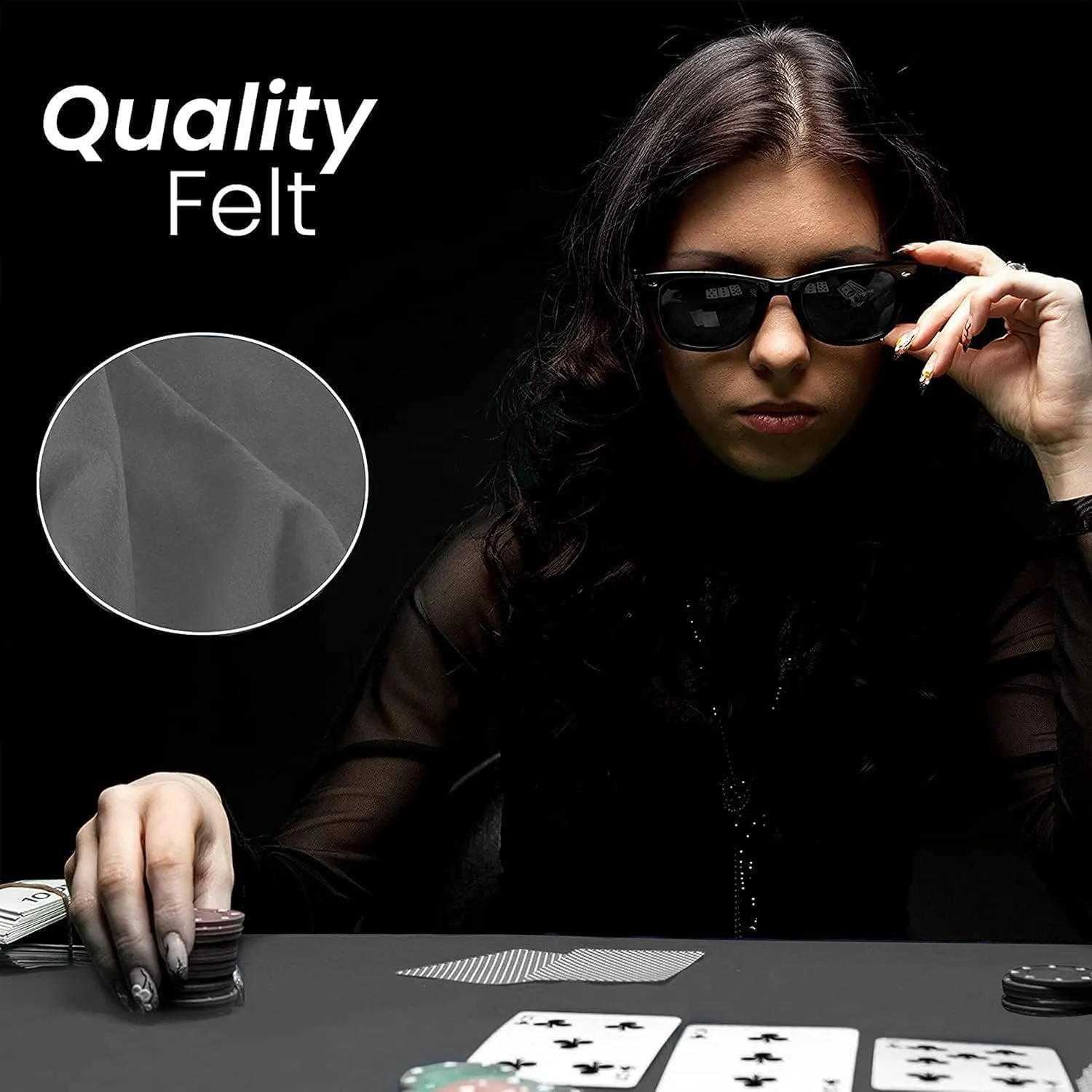 Round Tables makeup replicate mat wisdom instantaneous - Grey Felt Card Game Table Cover for Poker, Mahjong, Domino, Bridge and Board Game, Elastic Fitted Tablecloth for 54 to 60 Inch 