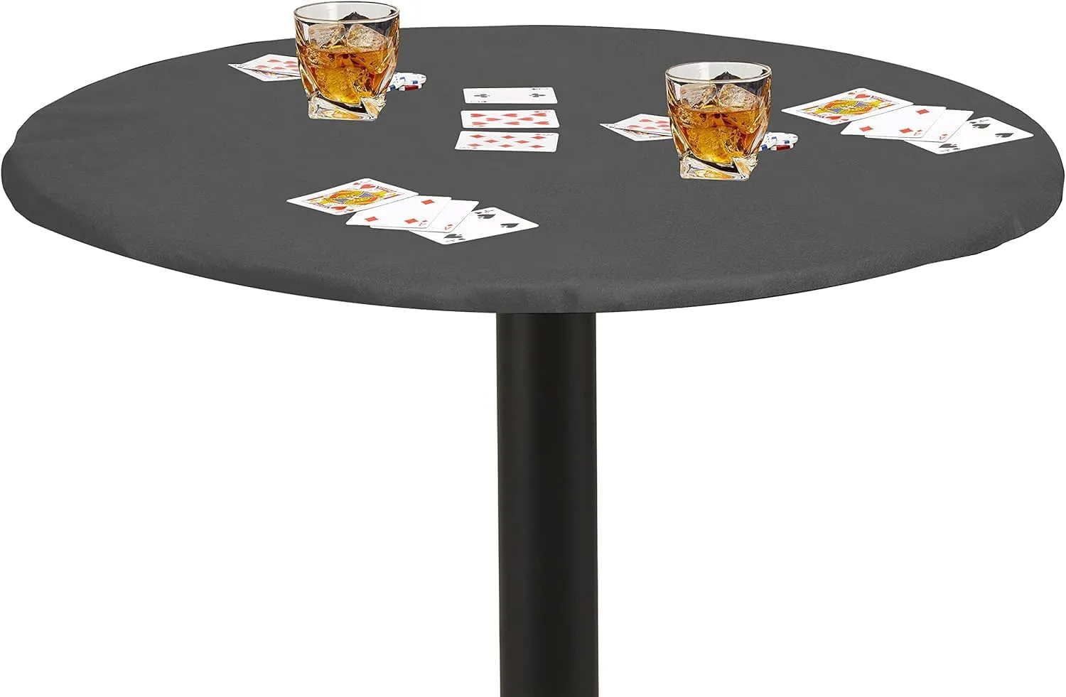 Round Tables makeup replicate mat wisdom instantaneous - Grey Felt Card Game Table Cover for Poker, Mahjong, Domino, Bridge and Board Game, Elastic Fitted Tablecloth for 54 to 60 Inch 
