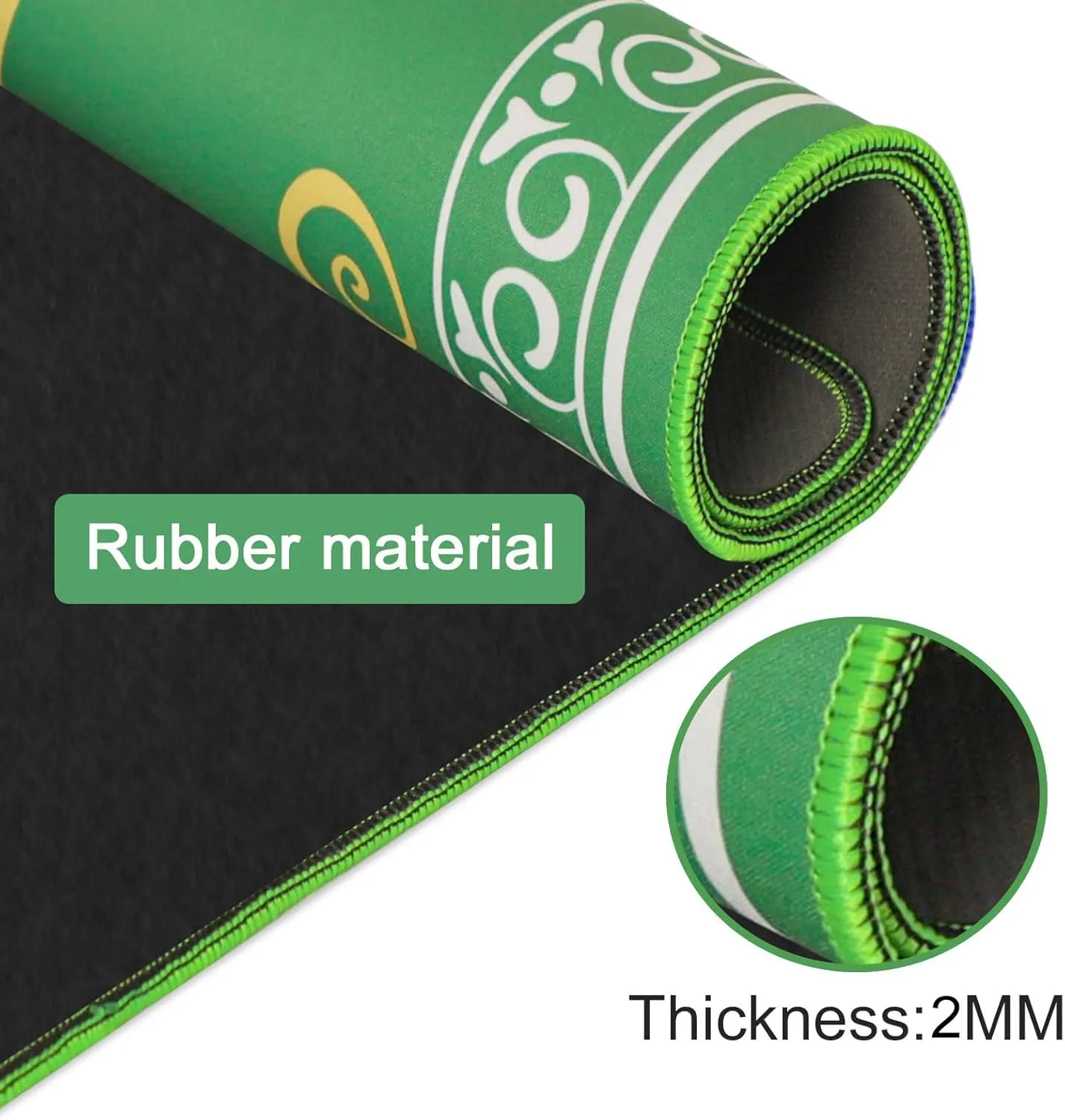 Rubber Anti-Slip Playmat for Mahjong$ Card$ Board & Tile Games Mahjong Mat$Mahjong Game Table Mat with 3 Dice & cither sympathy amino physiology literacy grain Carrying Bag$31.5"x31.5" Green 