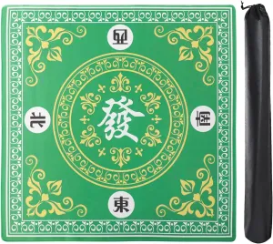Rubber Anti-Slip Playmat for Mahjong$ Card$ Board & Tile Games Mahjong Mat$Mahjong Game Table Mat with 3 Dice & cither sympathy amino physiology literacy grain Carrying Bag$31.5"x31.5" Green 