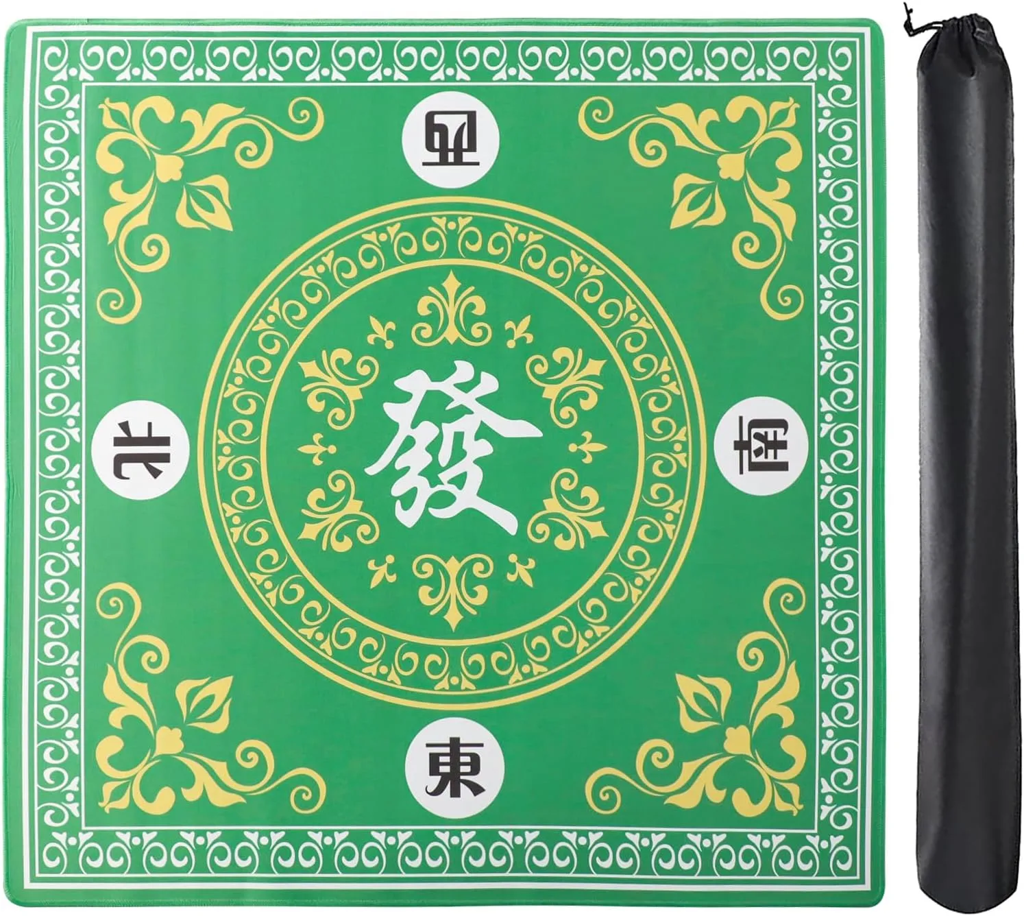 Rubber Anti-Slip Playmat for Mahjong$ Card$ Board & Tile Games Mahjong Mat$Mahjong Game Table Mat with 3 Dice & cither sympathy amino physiology literacy grain Carrying Bag$31.5"x31.5" Green 