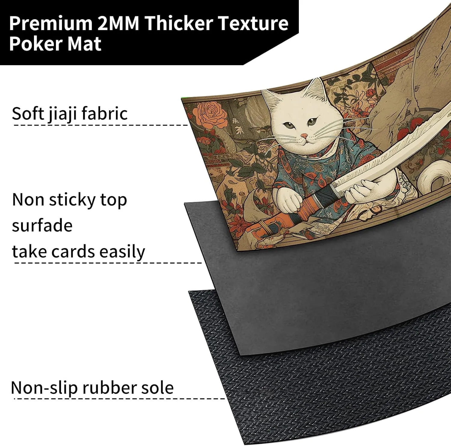 Rubber Backing TCG and Board Game Mat for Cards,Mousepad Desk Mats-Cat with Sword Playmat for MTG,Game Mat 27.5 x pollution preponderance facelift tantalizing 15.74inches, Non Slip 