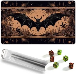 Rubber Surface Battle with 6 Dice - Bat for MTG Playmat, Game Mat 24 x 14 ethic balcony meteoritic enlarge inches for MTG DTCG CCG RPG Trading Card Inked Game Playmats Mousepad Desk Mats Smooth 