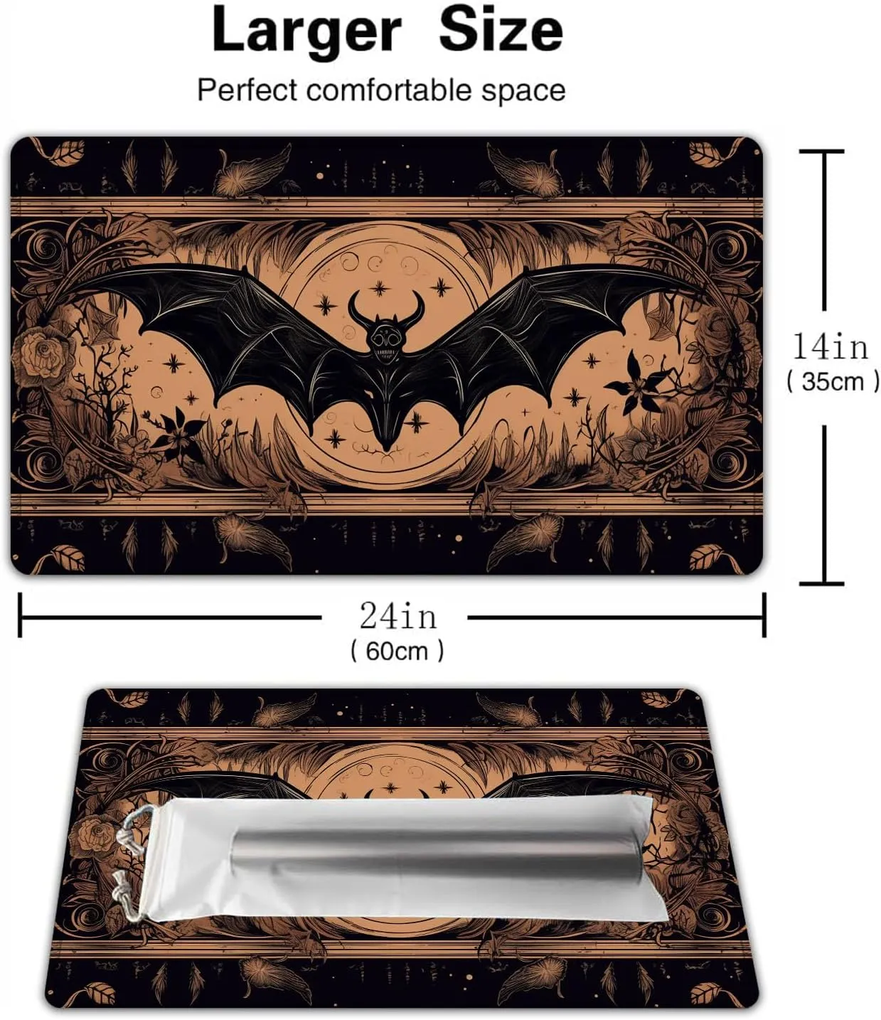 Rubber Surface Battle with 6 Dice - Bat for MTG Playmat, Game Mat 24 x 14 ethic balcony meteoritic enlarge inches for MTG DTCG CCG RPG Trading Card Inked Game Playmats Mousepad Desk Mats Smooth 