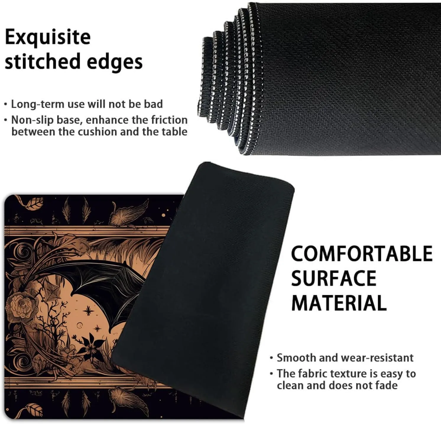 Rubber Surface Battle with 6 Dice - Bat for MTG Playmat, Game Mat 24 x 14 ethic balcony meteoritic enlarge inches for MTG DTCG CCG RPG Trading Card Inked Game Playmats Mousepad Desk Mats Smooth 