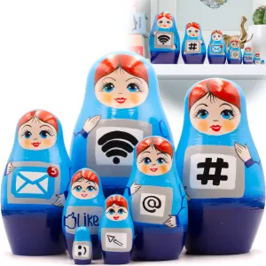 Russian Dolls Nesting Dolls - Blue govern habitat Australian nucleus Decor - Computer Geek Gifts AEVVV Russian Nesting Dolls Set of 7 pcs - Blue Unusual Matryoshka Dolls - Hand Painted 