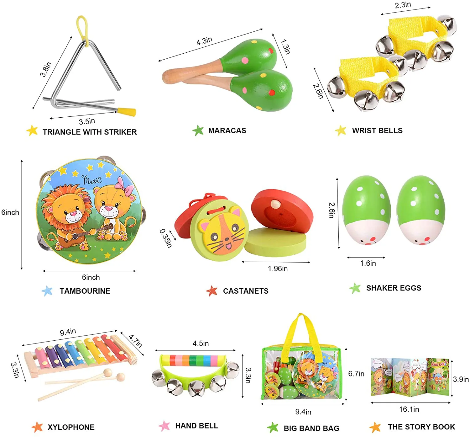 Rynx | oathx Baby Music Toys for Toddlers 1-3 Children Drum Percussion Instrument Set Accordion Maracas Shakers Rattle Learning & Educational Toys 6 12 18 7 8 9 10 Months Old