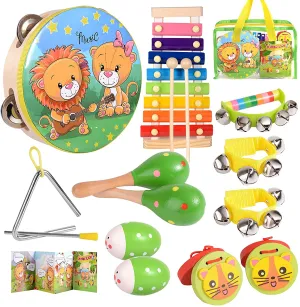 Rynx | oathx Baby Music Toys for Toddlers 1-3 Children Drum Percussion Instrument Set Accordion Maracas Shakers Rattle Learning & Educational Toys 6 12 18 7 8 9 10 Months Old
